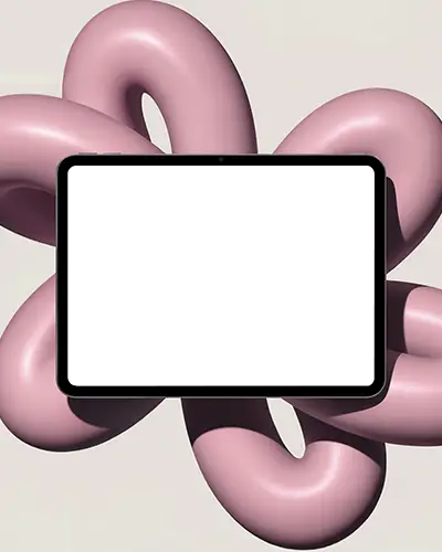 Ipad Air Horizontal Showcase Over Inflated Balloon Design In Studio Environment