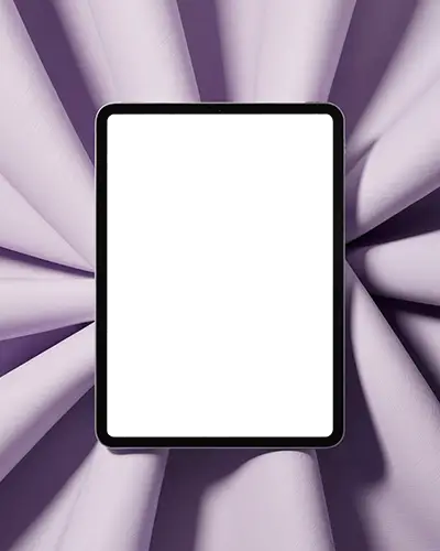 Vertical Ipad Mini Mockup Centered On Draped Purple Fabric