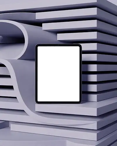 Ipad Air Mockup In Modern Design Scene With Curved And Layered Sheet Structure