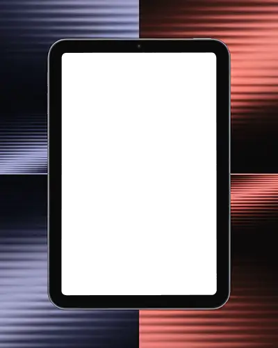 Ipad Air Mockup Upright Display On Bicolor Striped Gradient Background With Modern Texture