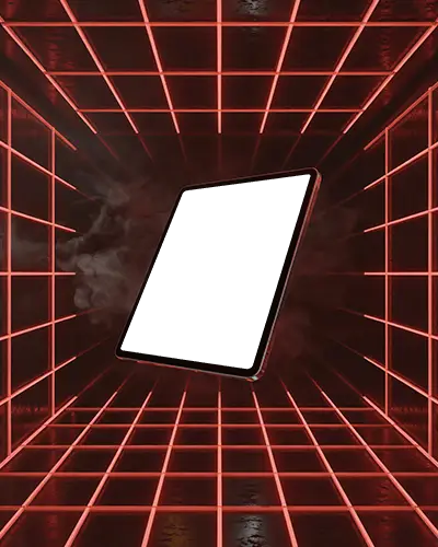 ipad-pro-mockup-floating-in-glowing-red-grid-room-with-smoke-effects-and-dark-futuristic-vibe