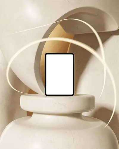 luxurious-ipad-mini-mockup-centered-in-smooth-beige-sculpture-with-organic-curve-elements