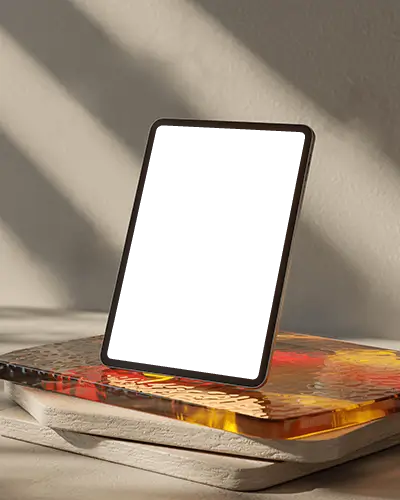 artistic-ipad-pro-mockup-on-amber-resin-slab-with-brushstroke-patterns-and-soft-light