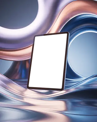 ipad-air-mockup-floating-on-metallic-fluid-surface-with-abstract-curved-wave-background
