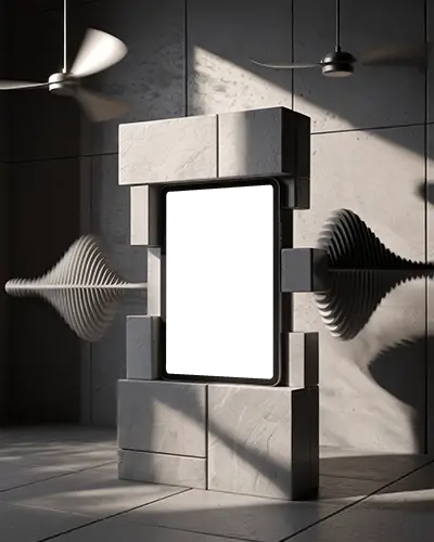 ipad-air-mockup-framed-in-geometric-stone-structure-with-waveforms-and-shadow-cast
