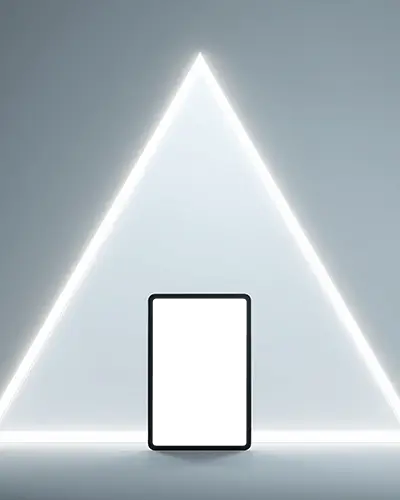 elegant-ipad-air-mockup-centered-against-illuminated-triangle-backdrop-in-futuristic-minimal-design