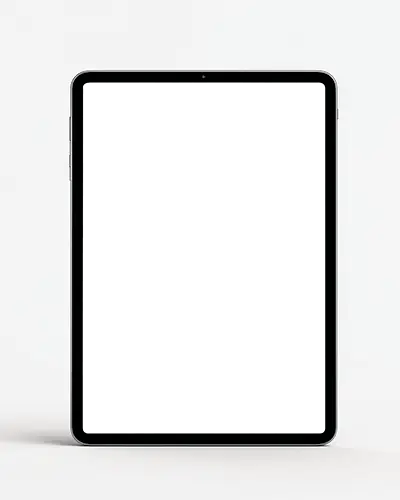 Elegant Ipad Pro Mockup Digital Tablet Front Facing On Clean White Surface For Minimalist Aesthetic