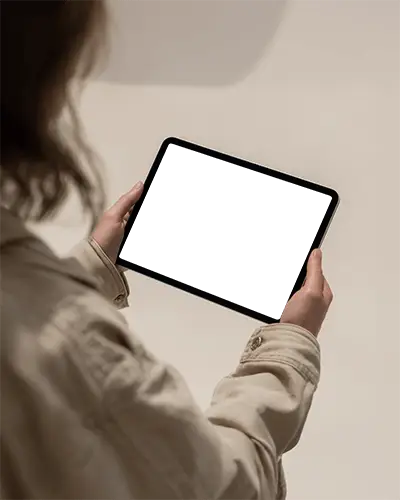 Modern Ipad Pro Mockup Digital Tablet In Hands Person Viewing Screen In Soft Natural Light