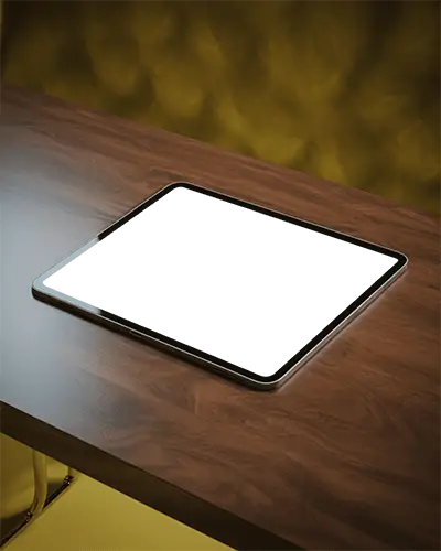 Ipad Air Professional Mockup On Wood Desk For Marketing And Design Presentation