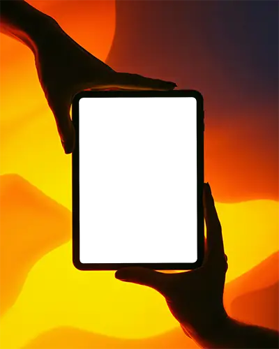 Hands Holding Ipad Pro Mockup Technology Device Digital Tablet Electronic Touchscreen Gadget