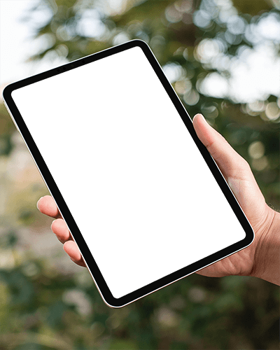 Hand Holding Ipad Mockup Outdoor View