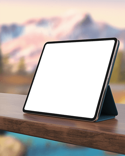 Scenic Ipad Mockup With Mountain Background