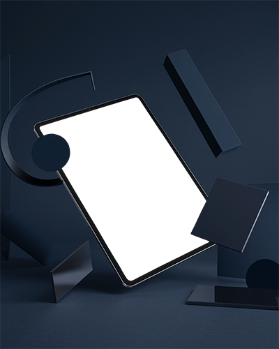 Futuristic Ipad Mockup With Abstract Dark Shapes