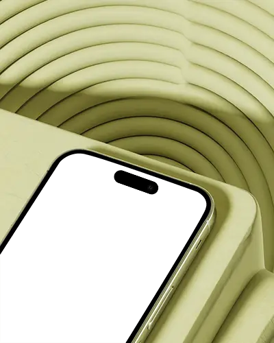 Iphone 16 Mockup Angled Top View With Sculpted Arches In Soft Matte Abstract Style