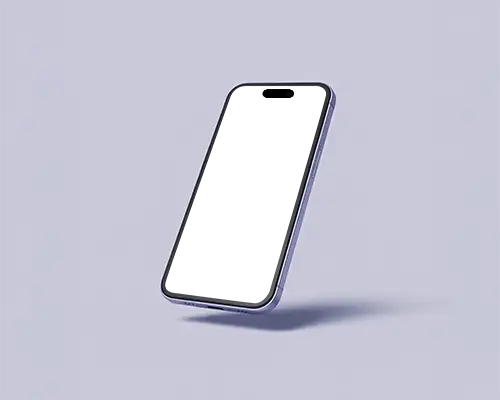 Modern Iphone 14 Pro Mockup Angled View Floating On Light Pastel Backdrop For Ui Design