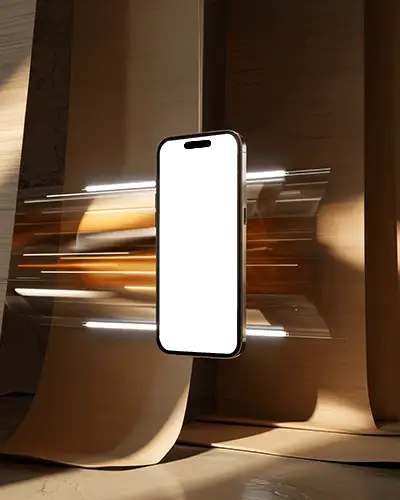 iphone-14-pro-mockup-floating-with-light-trails-in-curved-wooden-space-and-directional-glow