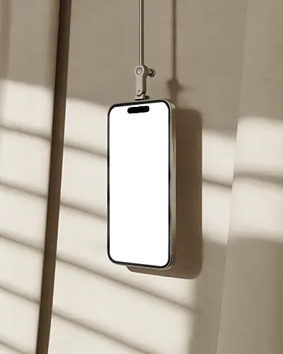iphone-16-plus-mockup-suspended-by-hook-in-warm-sunlight-with-shadow-lines-on-minimal-wall