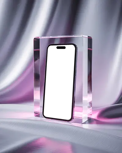 iphone-16-mockup-in-clear-crystal-block-with-soft-pink-light-on-luxury-satin-background-folds