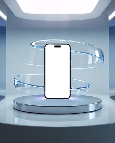 minimalist-futuristic-display-iphone-14-pro-mockup-in-glow-chamber-with-orbiting-rings
