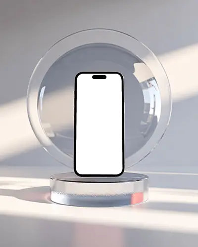 iphone-14-pro-mockup-on-clear-circular-display-base-in-minimal-white-light-environment