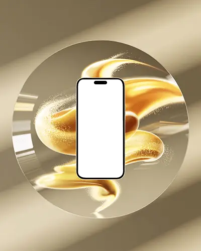 iphone-14-pro-mockup-staged-on-glass-crystal-surface-with-shimmering-liquid-gold-swirls-inside