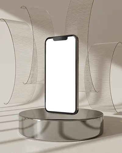 Sculptural Display Iphone 14 Mockup With Translucent Arches And Minimal Light Shadow