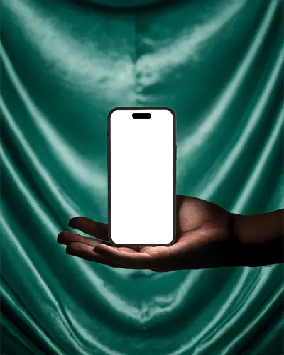elegant-iphone-15-pro-mockup-smartphone-displayed-on-hand-with-luxury-green-silk-curtain-backdrop