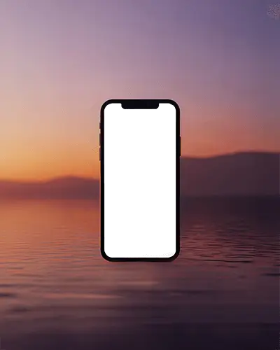 elegant-iphone-14-mockup-floating-smartphone-above-water-surface-at-sunset-with-mountains-in-view