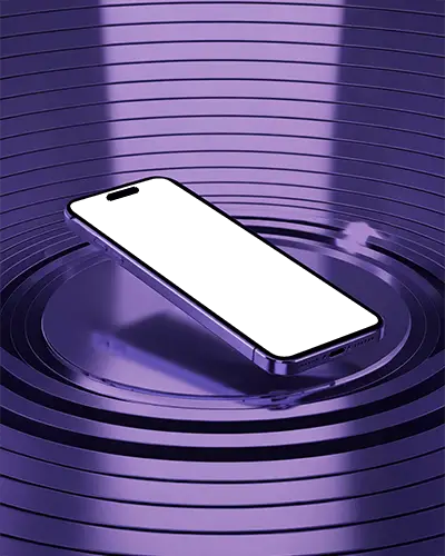 Modern Tech Iphone 16 Plus Mockup Minimalist Style With Glowing Purple Lighting