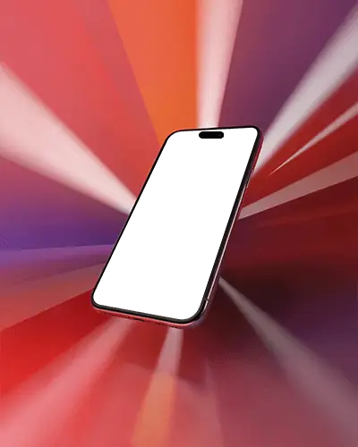Iphone 15 Plus Mockup Premium Device Display Surrounded By Dynamic Light Rays Cinematic Style