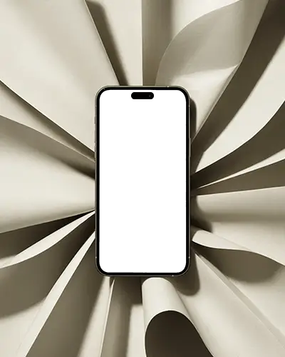 Sleek Iphone 16 Mockup Centered On Creative Paper Texture Stylish Flat Lay Design