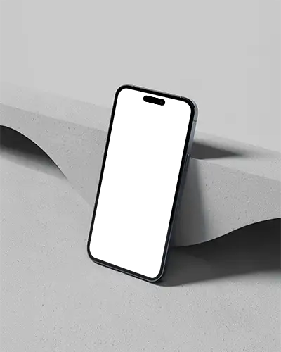 Minimalist Arch Form Iphone 14 Pro Mockup Phone Leaning On Soft Sculpted Surface