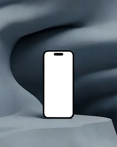 Sculpted Stone Waves Iphone 15 Pro Mockup Phone On Soft Flowing Minimal Surface