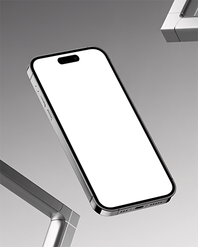 Angled Iphone 17 Pro Mockup Floating In Minimal Studio For App Ui Presentation