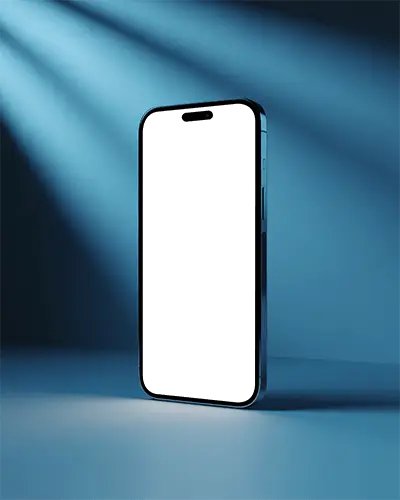 Standing Iphone 15 Pro Mockup Front View With Soft Lighting For App Ui Presentation