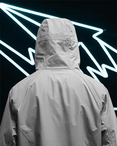 Futuristic Light Trail Jacket Mockup Back Angle Modern Outerwear Visual Street Style