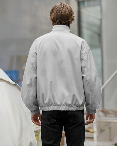 Mens Windbreaker Jacket Mockup Solid Color Minimalist Urban Style Fashion Apparel Background