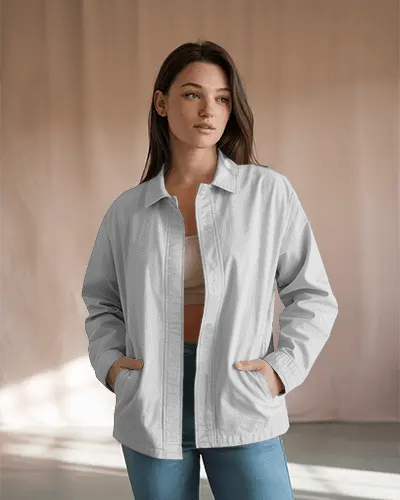 Casual Relaxed Fit Womens Jacket Mockup With Front Pockets For Everyday Fashion Style Look