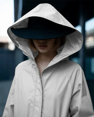 Contemporary Outerwear Hooded Jacket Mockup For Ecommerce Website And Product Presentation