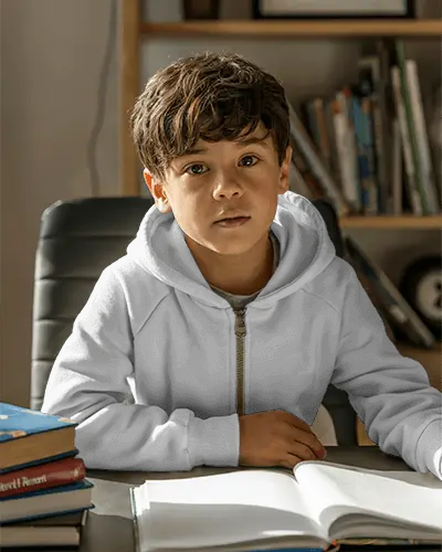 Trendy Youth Hooded Jacket Mockup Durable Zipper Closure For Active Daily Outfits