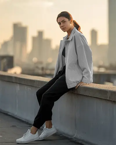 Stylish Womens Lightweight Jacket Mockup For Minimalist Urban Apparel Ad