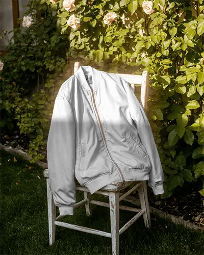 Classic Bomber Style Jacket Mockup With Front Zipper And Elastic Waistband Design