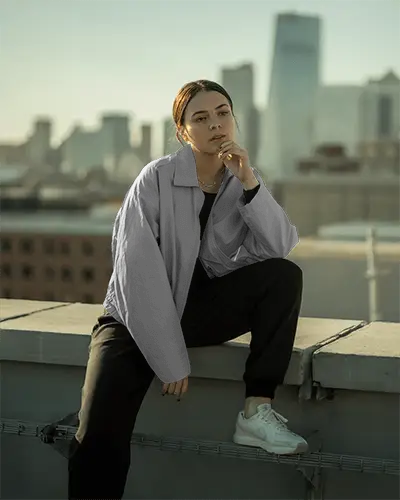 Urban Casual Jacket Mockup For Modern Streetwear And Contemporary Outerwear Brand Promotion