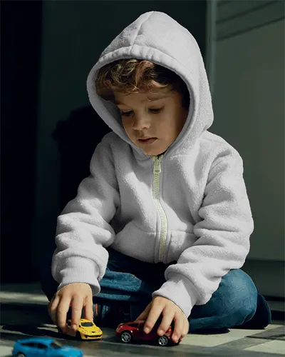 Cozy Kids Hooded Jacket Mockup With Zipper Front For Warmth And Comfort Everyday Wear