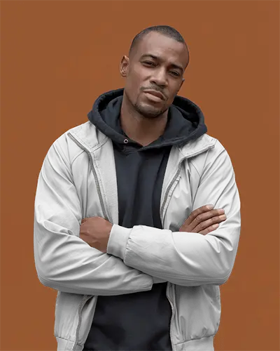 Mens Lightweight Windbreaker Jacket Mockup With Hooded Hoodie Layered Casual Fashion Mockup