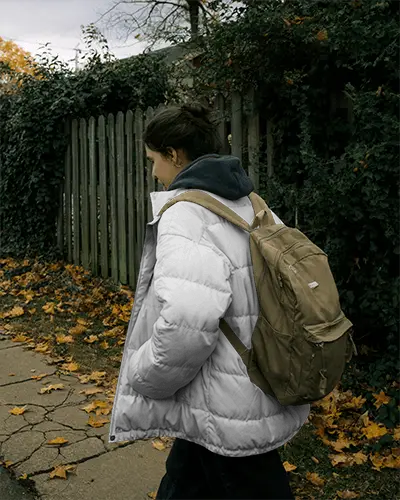 Casual Warm Outdoor Jacket Mockup For Cool Weather With Padded Insulation And Comfortable Fit