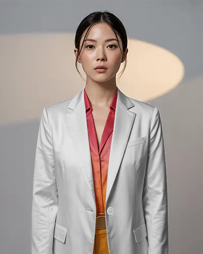 Studio Fashion Jacket Mockup Female Model Front View With Tailored Silhouette And Editorial Appealxx