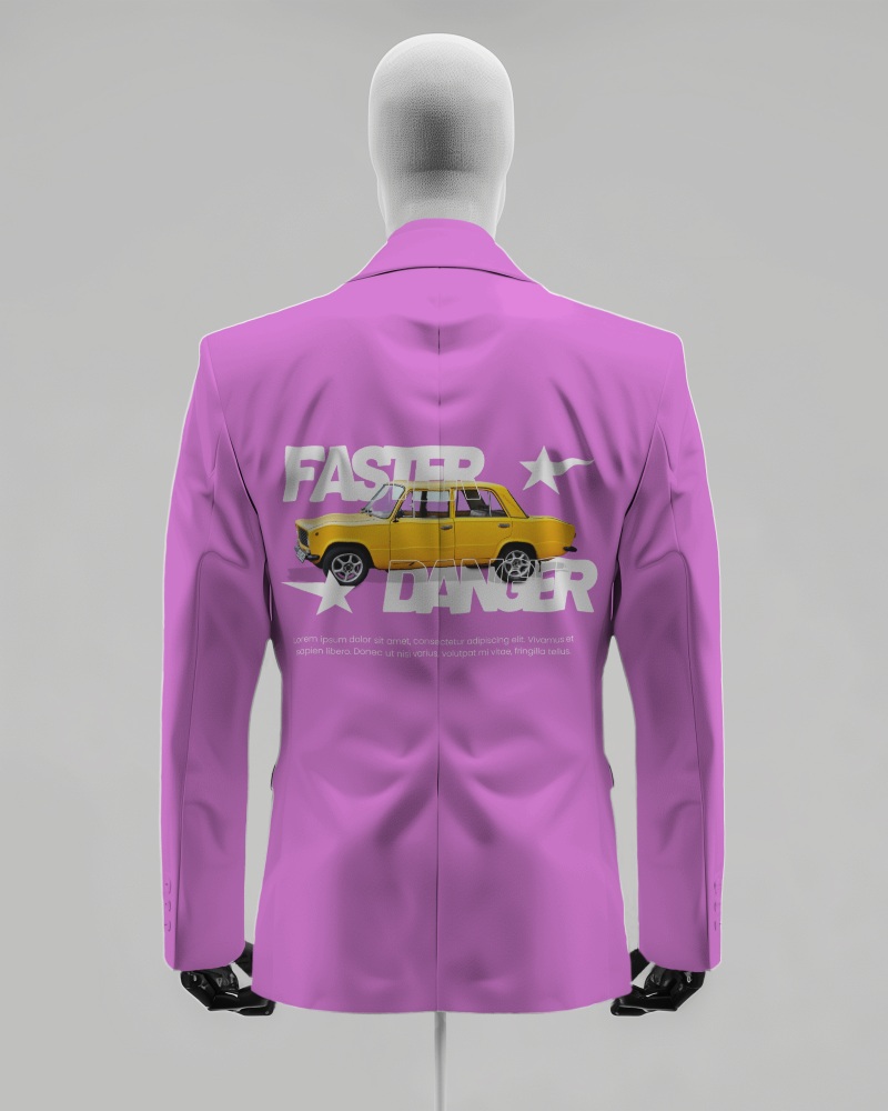 Back View Of Jacket Mockup With Mannequin Looking Opposite To The Camera