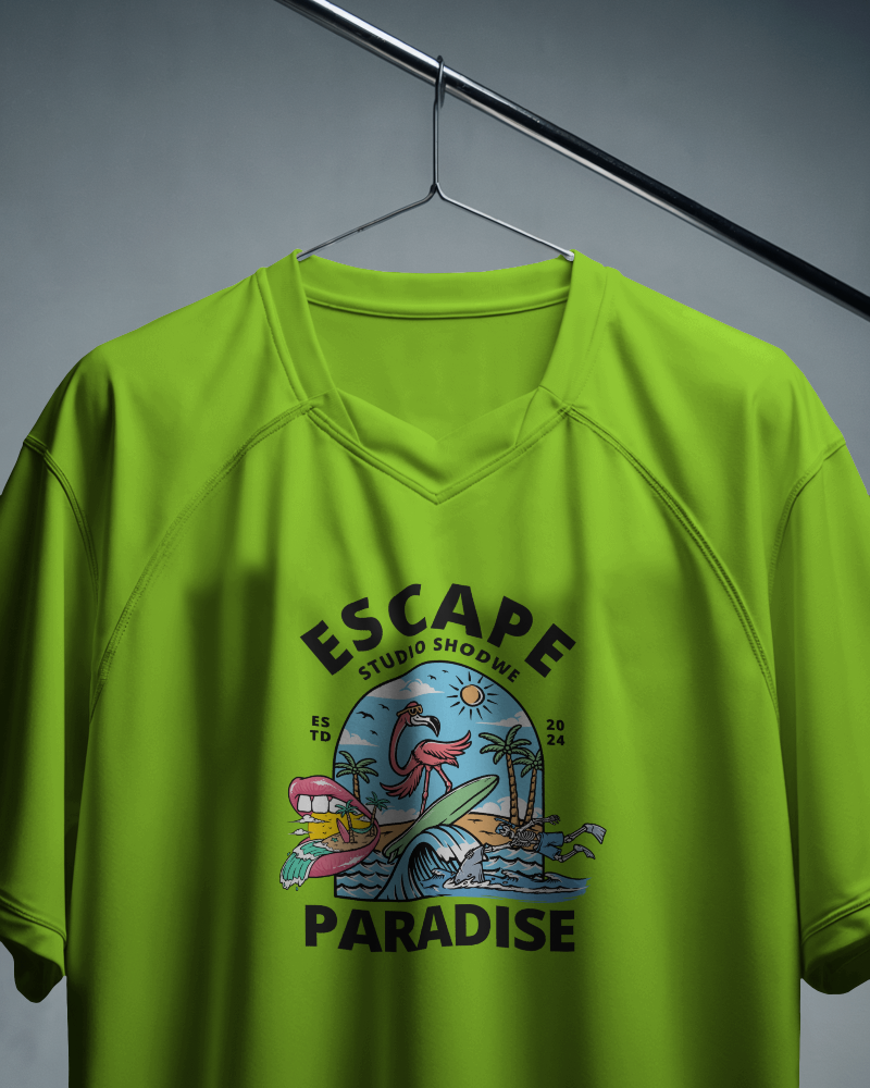 Modern Sports Jersey Mockup Hanging On Metal Rail For Team Uniform Display