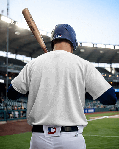 Red Baseball Jersey Mockup On Field With Cool Car And Star Design